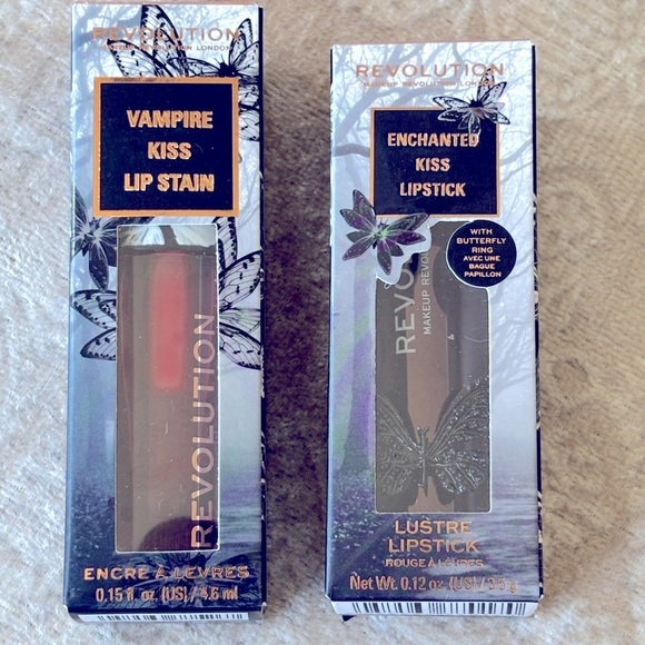 Brand New Revolution Vampire Kiss Lip Stain & Enchanted Kiss Black Lipstick - Picture 12 of 14